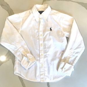Crisp white button down long sleeve Ralph Lauren.